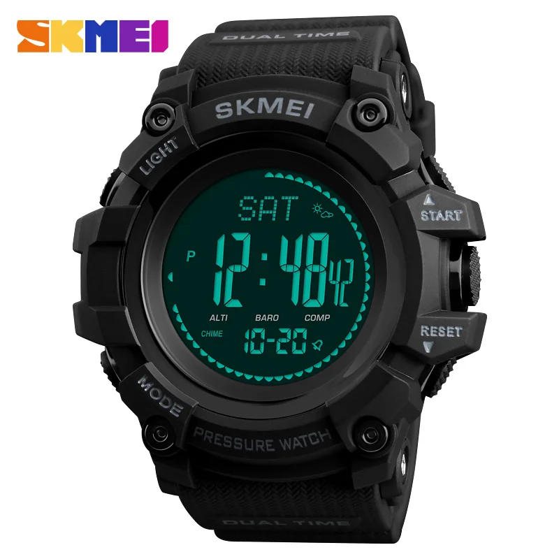 SKMEI 1358 Sport Stopwatch Compass Pedometer Watch Men Reloj de hombre Barometric Pressure Digital Watch