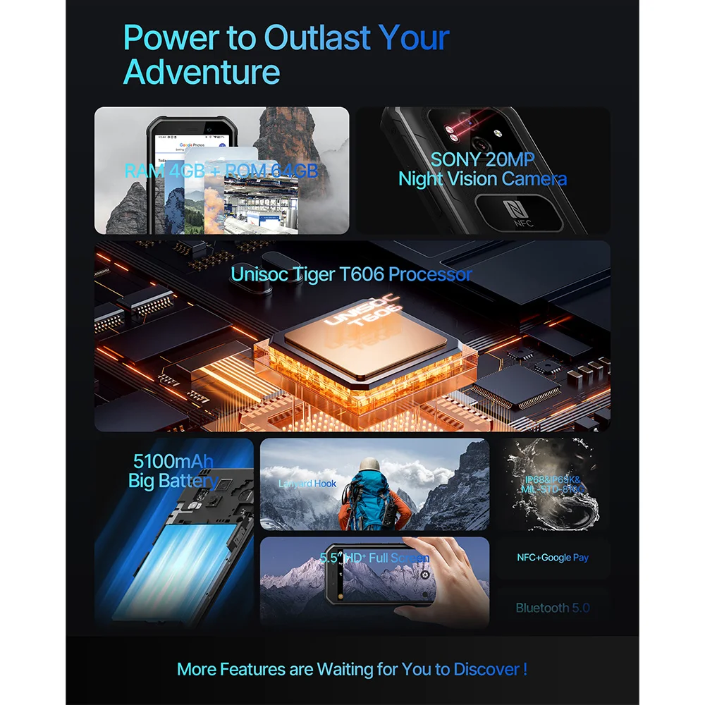 New X1 Pro Android 13 Rugged Smartphone Night Vision Camera Dual 4G Unlocked Waterproof Octa Core NFC LTE Display LCD Type Phone