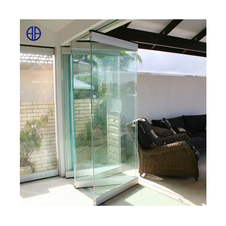 China manufacturer interior frameless sliding folding glass doors glazed partition door for office