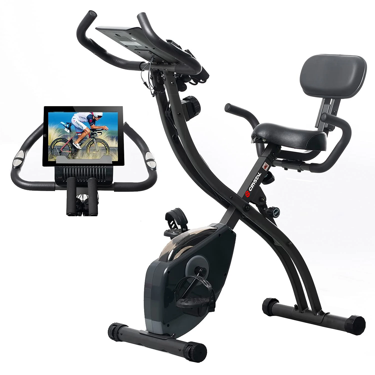 SJ-102 Foldable Magnetic Exercise Bicycles Home Gym Sports Equipment X-Bike with Back Seat ABS Material for Home Use