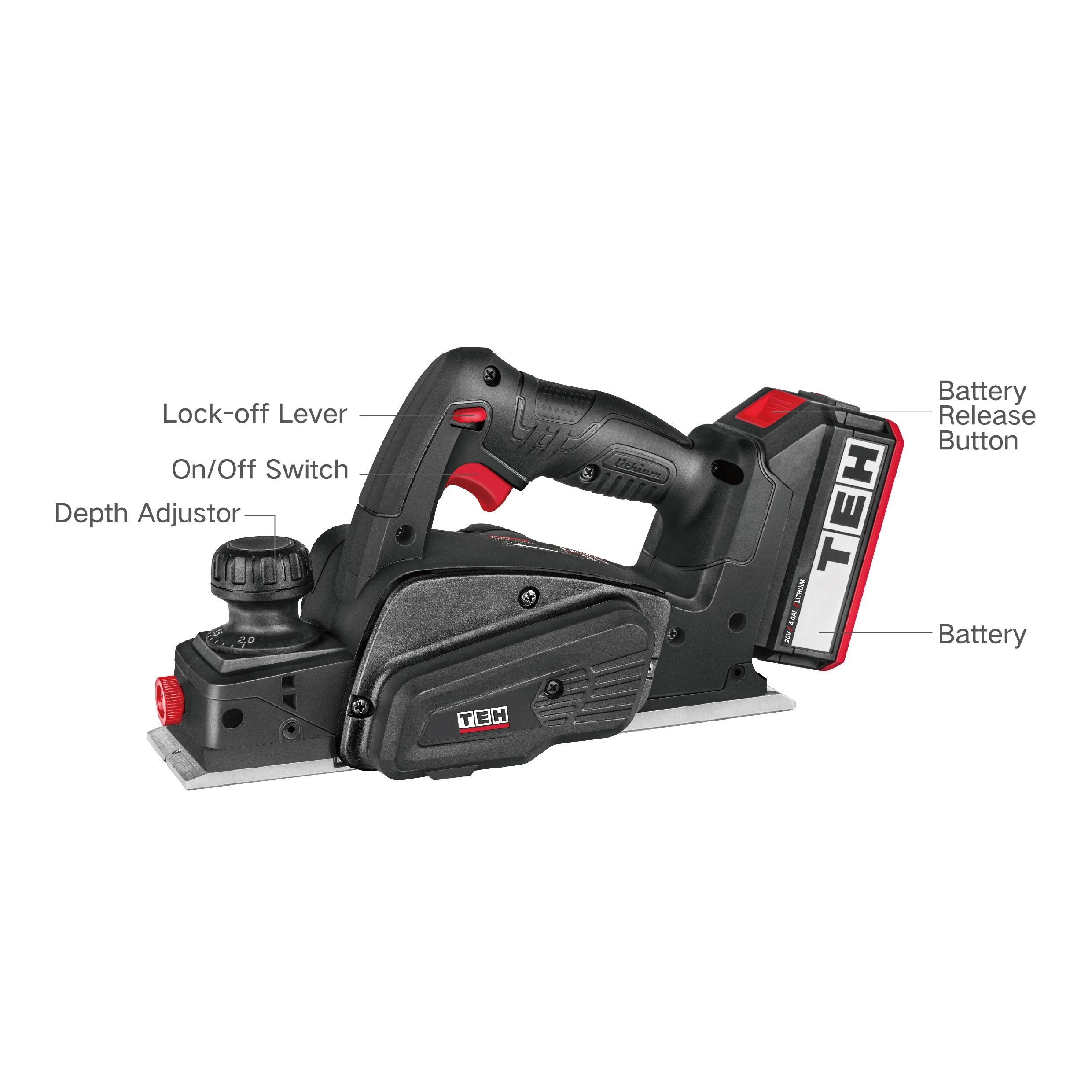 TEH Lightweight Professional Hand Planer 20v Cordless Mini Planer Woodworking Machine