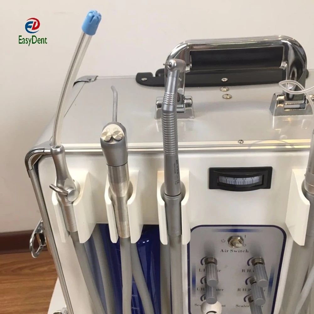 Портативный стоматологический турбинный агрегат с безмасляным воздушным компрессором шприц стоматологическая Мобильная всасывающая тележка