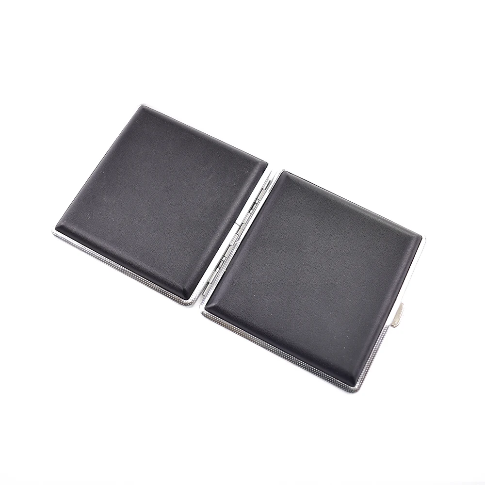 Pocket Custom Locking Blank Real Leather Fancy Tin Slim Cigarette Case Box