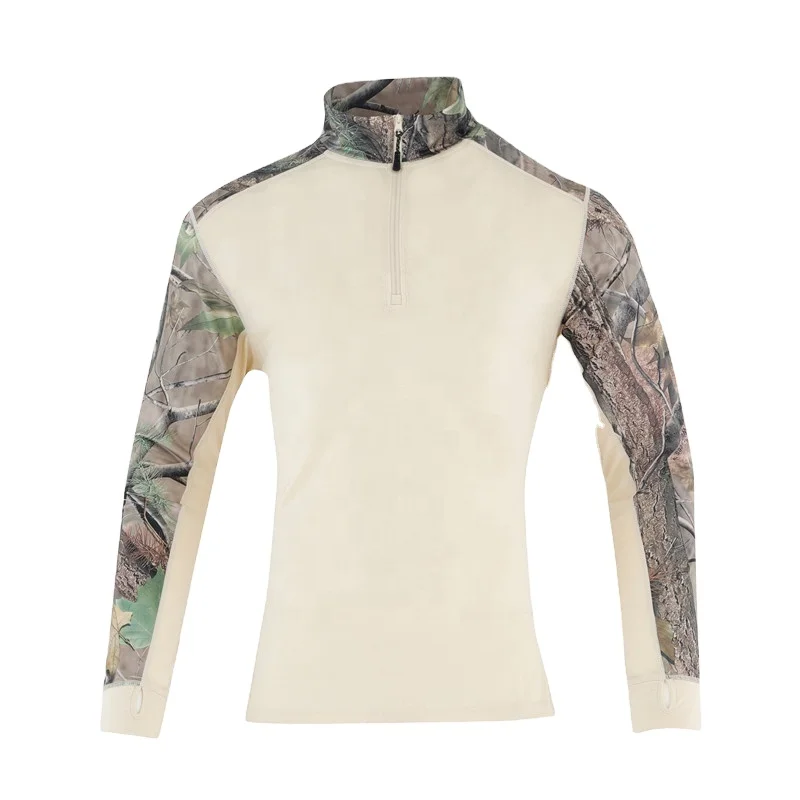 Custom Printing Logo Men T Shirt 1/4 Zip Up Casual Sport Hunting 100 Merino Wool Super Quality