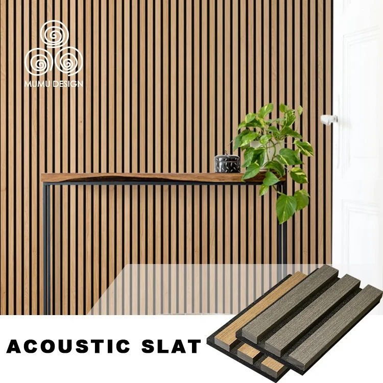 Mumu Soundproofing Diffusion Divide Space Interior Acoustic Slat Wall Board Coverings For Auditorium