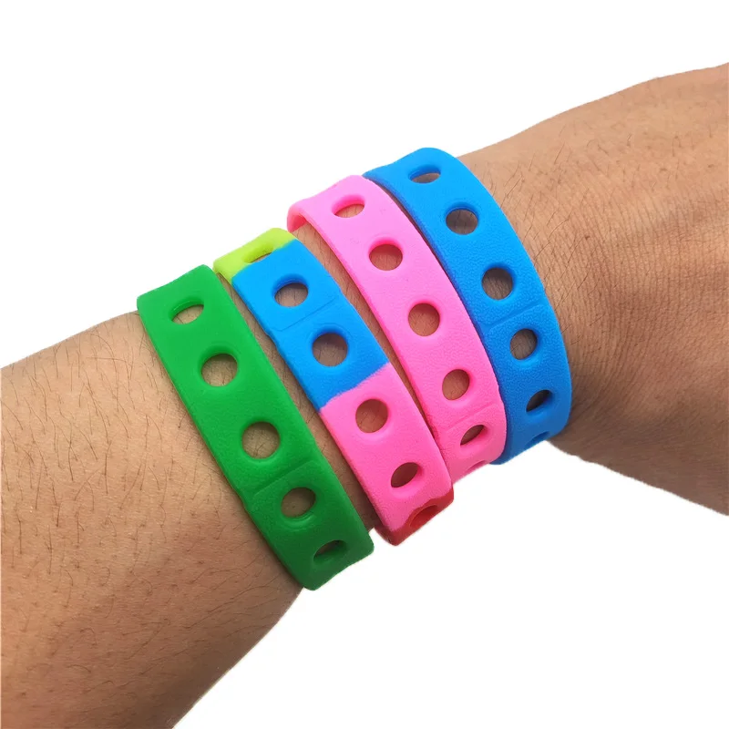 18cm custom multicolor soft rubber silicone wristband colorful silicone bracelet with holes for wholesale Via DHL/Fedex