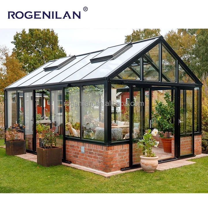 ROGENILAN Winter garden free standing aluminum double glass sunrooms glass houses  Patio Enclosure Sunroom