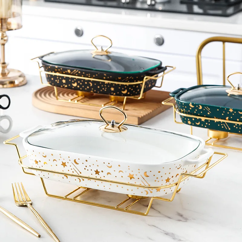 Porcelain Plates Dinnerware Dinner Plate Dish Set Tableware Soup Pots Nordic Ceramic Large Ceramic with Iron Stand White Blue