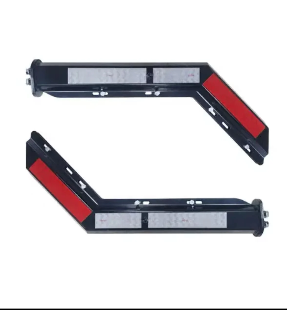 Black Angled Spring Loaded Mud Flap Hanger Bracket Set for Semi Trucks