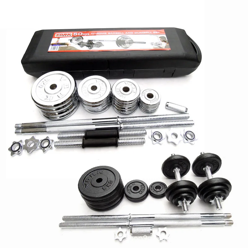 Chrome iron adjustable 50 kg barbell dumbbell set set for sale