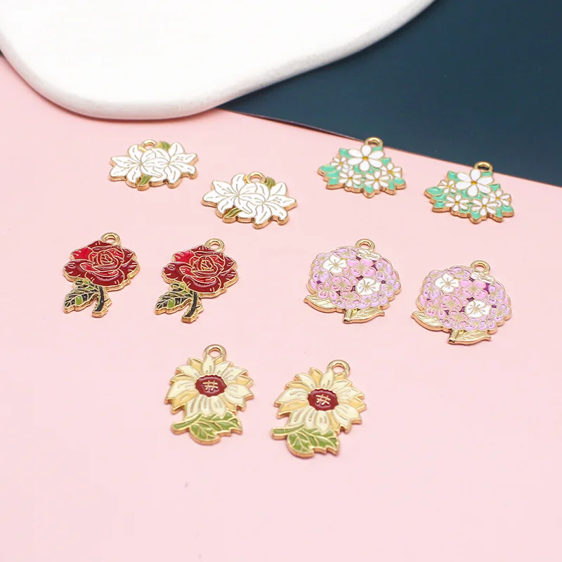 Красивые цветы «сделай сам», сплав, аксессуары, роза, Подсолнух, серьги, ожерелье, подвеска, брелок, подвеска в виде капли масла