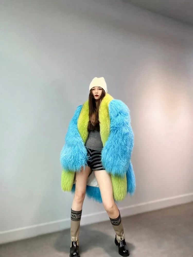 Rxfurs Cheap Low Price Ladies Luxury Women Fluffy Furry Fuzzy Sheep Wooljacket Sheepskin Clothing Mongolian Lamb Fur Coat