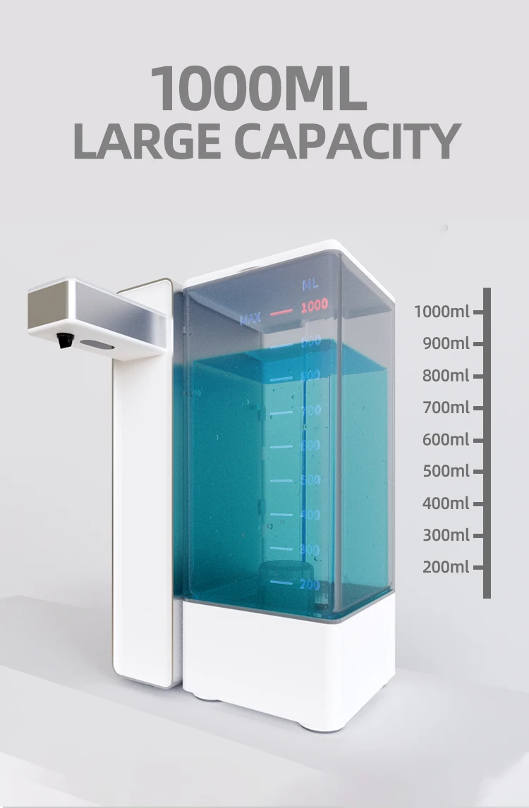 1000ml Industrial Wall Mounted Plastic Liquid Detergent Soap Hands Free Smart Hospital Automatic Sensor Alcohol Gel