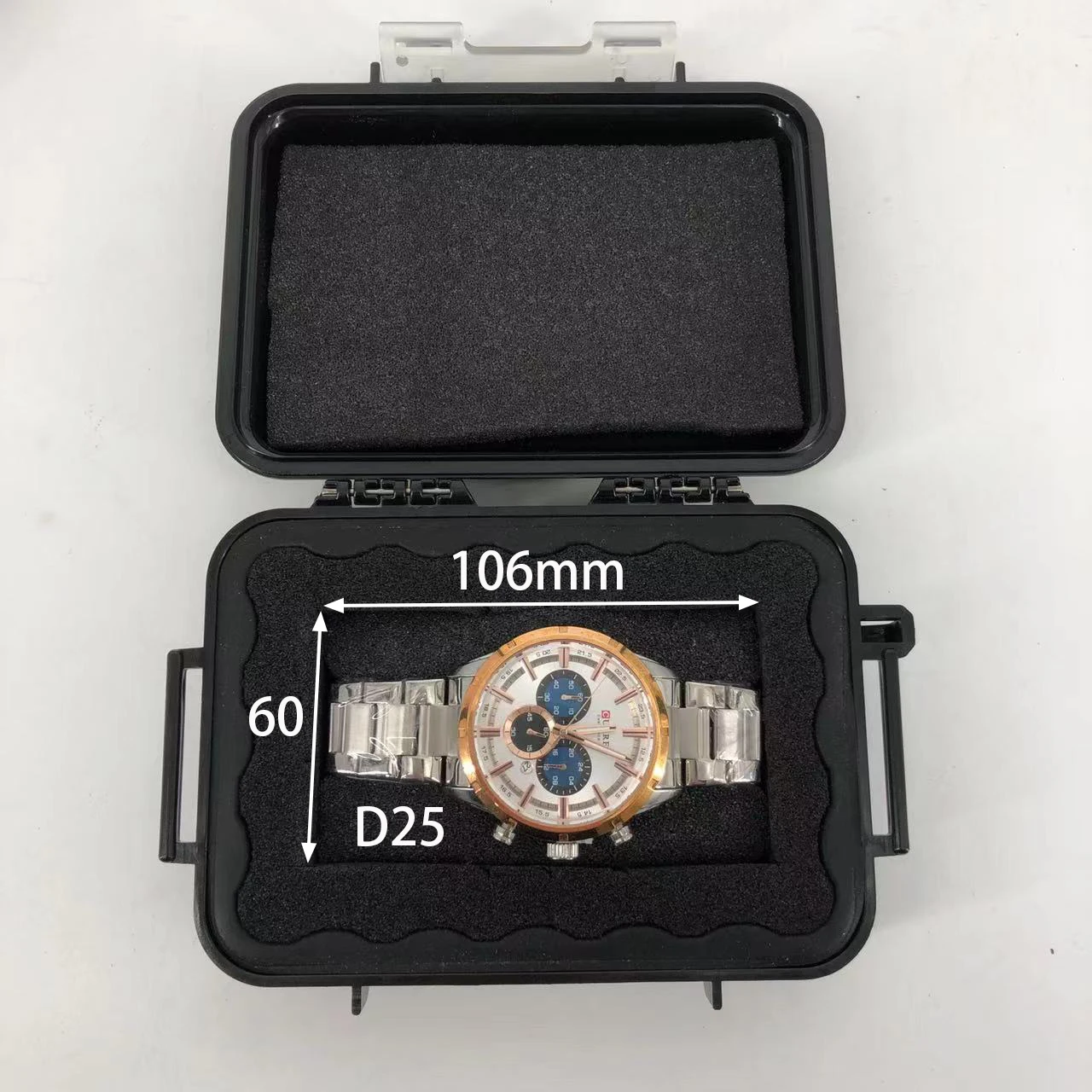 DPC003 Factory wholesale hard plastic IP67 Waterproof shockproof safety protective watch storage case with 1 slot