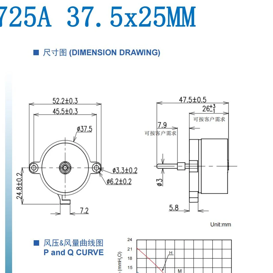 DC motor 37725 3000/rpm 12v brushless micro bldc dc motor for car cross flow fan