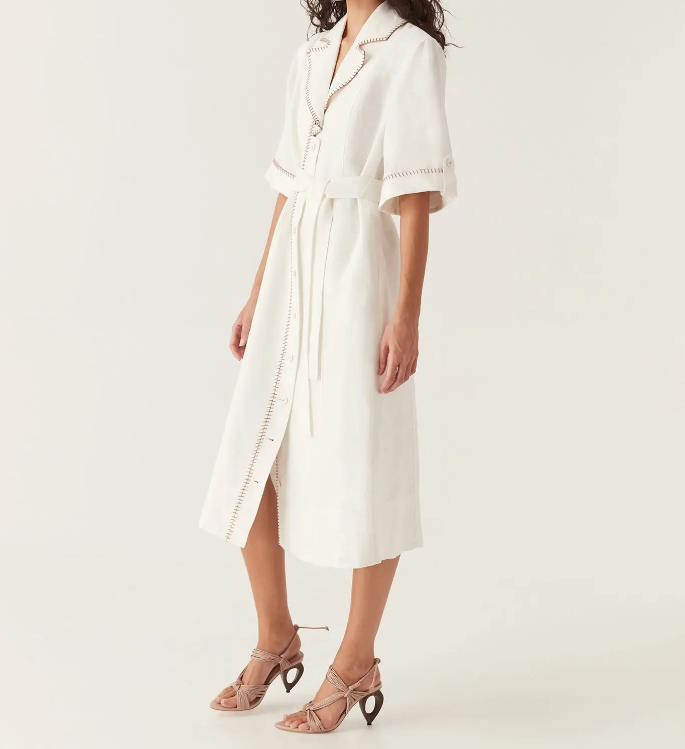 Wholesale Summer Casual Linen Elegant Dress short sleeve v neck dress for women