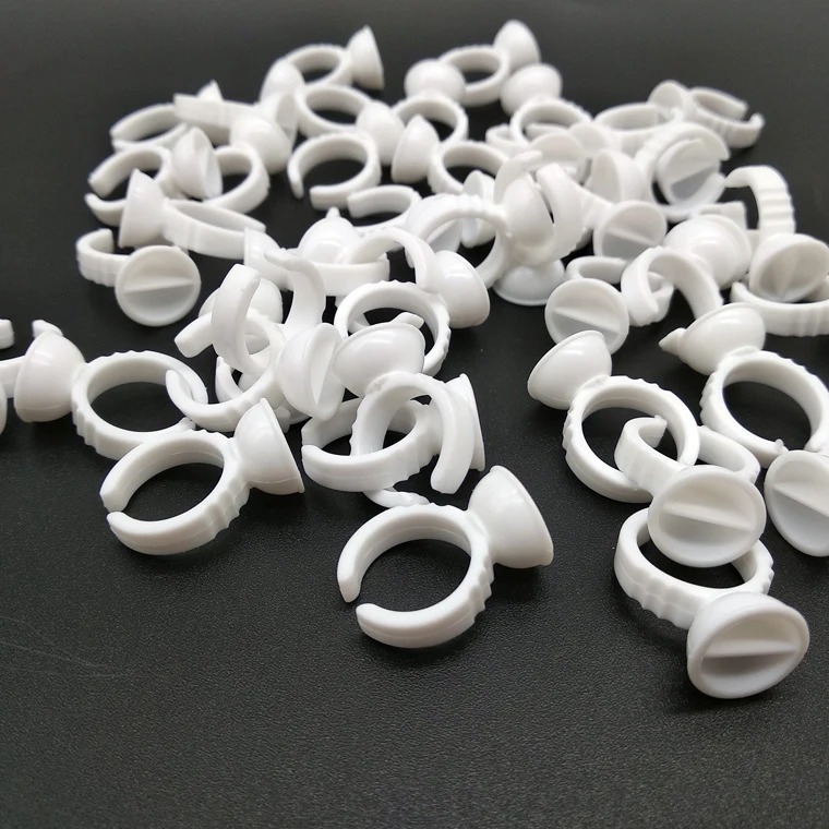 Wholesale eyelash glue rings 100pcs/pack eyelash extension glue rings plastic disposable eyelash glue holder