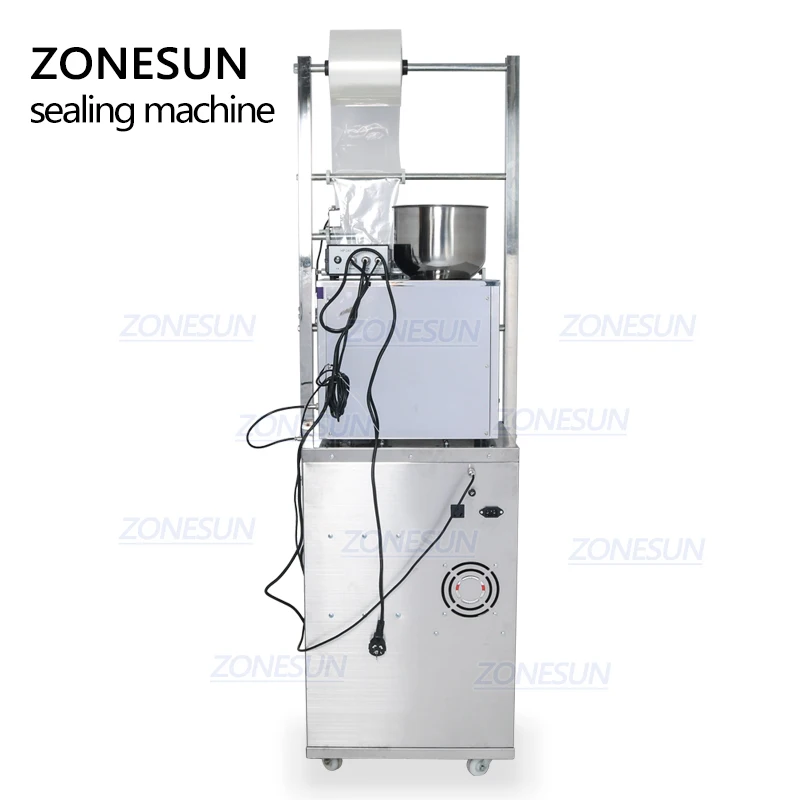 ZONESUN Food Coffee Bean Grain Automatic Weighing Packaging Machine Powder Filling Machine Bag Back Side Seal With Date Printer