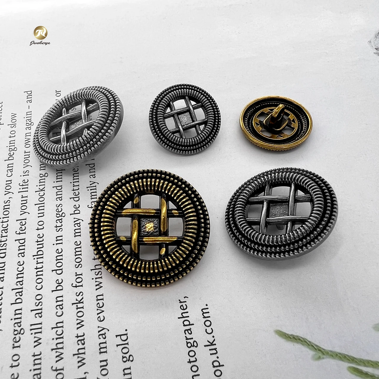 Hollow Pattern Design Metal Anti Silver Button Custom LOGO Suit Metal Handle  Button