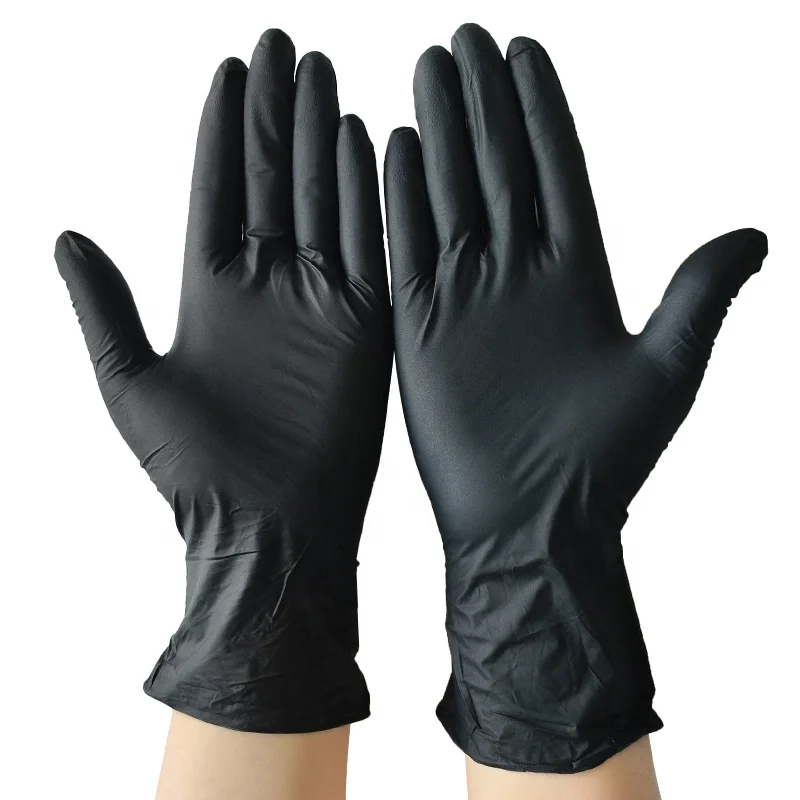 Non slip Nitrile Gloves Waterproof Textured Fingertips Cleaning Gloves Black Disposable Nitrile Gloves Powder Free for Household