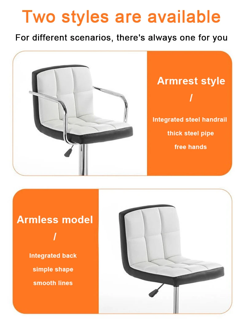 Adjustable Leather Bar Stool with Footrest Hot Sale Short Back Swivel Metal luxury Mexico Kitchen Style Packing Furniture Color