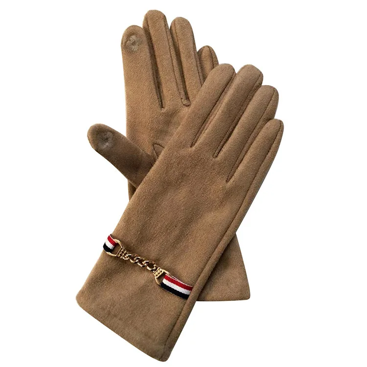 
Suede cold and warm female winter cute Korean sweet touch screen gloves thick winter gloves 