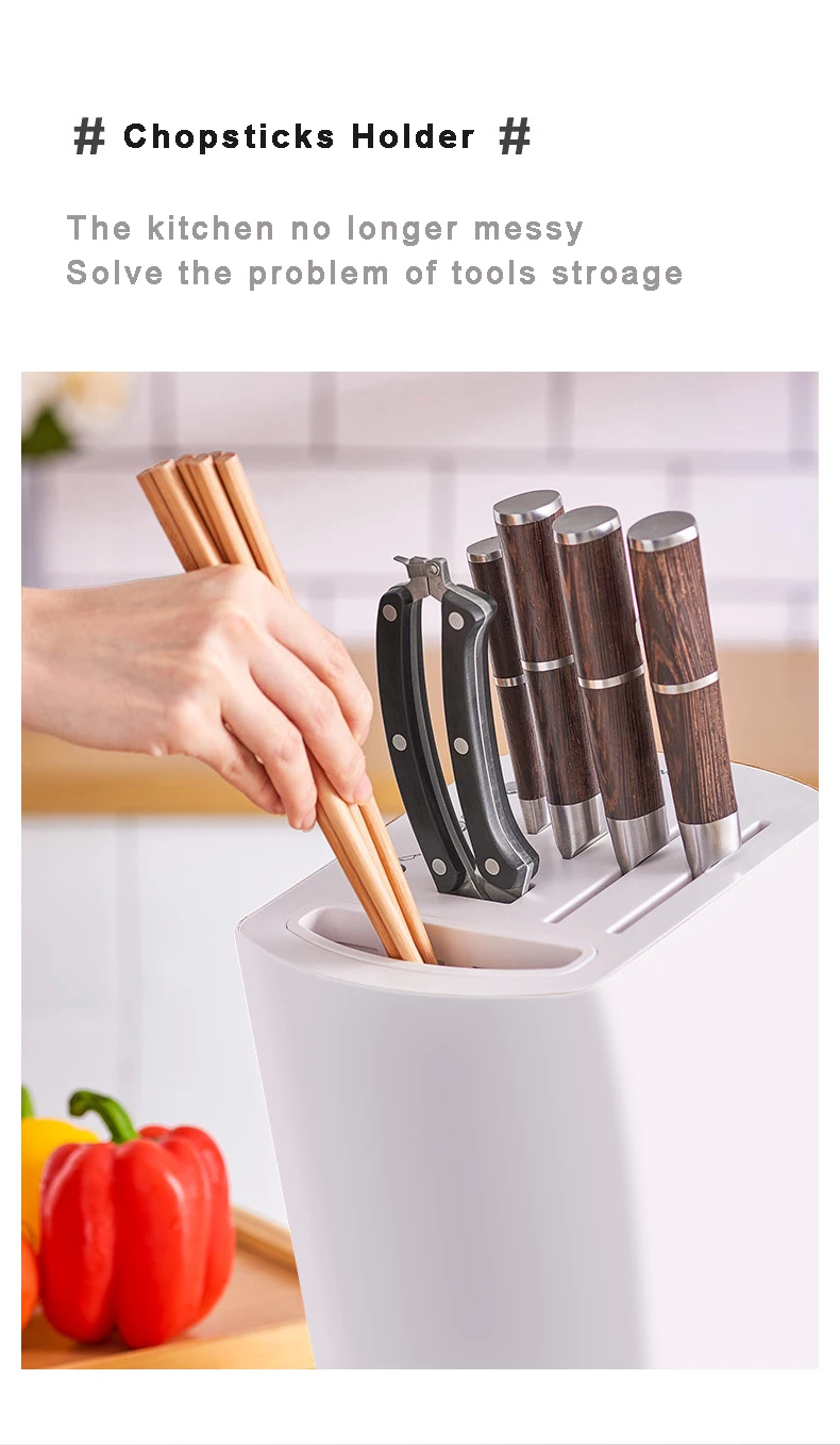 Kitchen Appliances Multi-function UV Disinfection Hot Air Dryer Knife Holder ABS Plastic Shell Clear Knife Block With Sharpener