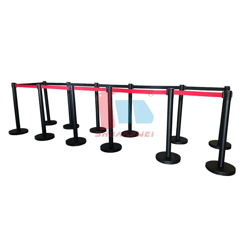 Belt Stanchion Queue Barriers Security Pole Posts Crowd Control Stanchion with 2M Retractable Belt Stanchion Set