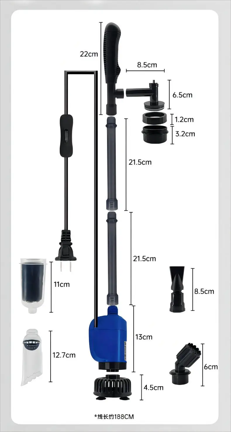SoBo Syphon Cleaner Hand Held Aquarium Clean Electric Syphon With Water Pump