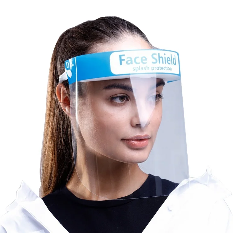 factory wholesale full face protective protector comfortable adult blue face shield with sponge elastic