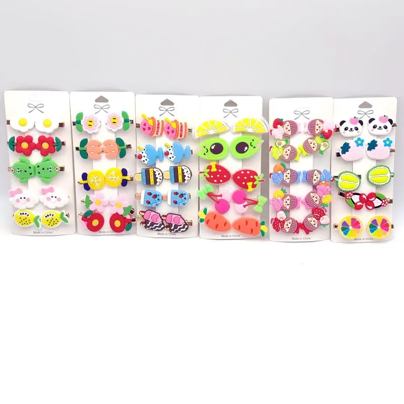 Customized Cute Soft Glue Cartoon Pattern Hair Clip Kids Pins Set Fashion Kids Hair Accessories Clip