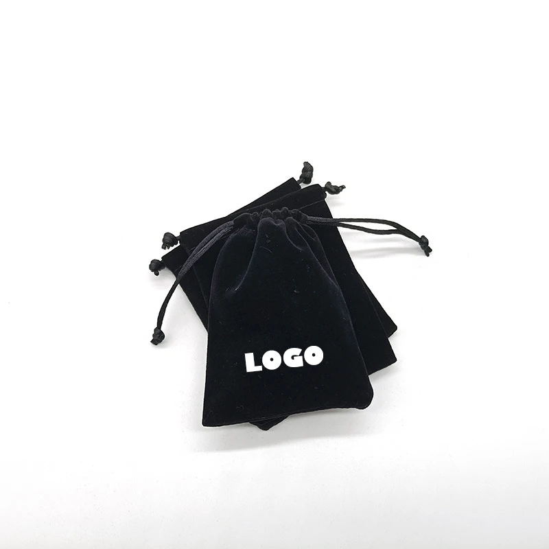 OEM Custom High Quality Custom Logo Printed Pink Drawstring Cosmetic Jewelry Gift Bag Velvet Pouch