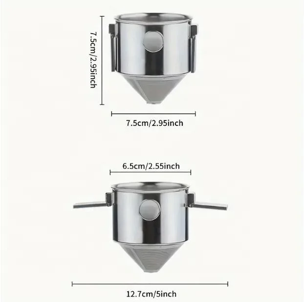 CHANGKEHOME 304 Stainless steel  Double filter paper coffee filter Double ear folding hand coffee filter cup