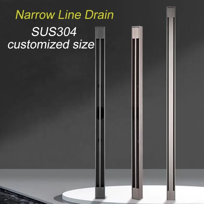 Hot Sale 304 Stainless Steel Shower Floor Drain Anti-odor Conceal Long Square Channel Bathroom Drainer with Strainer