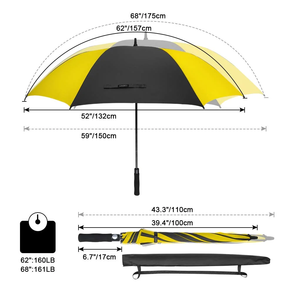 Ovida Custom 30Inch High Quality Auto Open Large Big Size Strong Windproof Storm Straight Golf Umbrella With Logo Printing