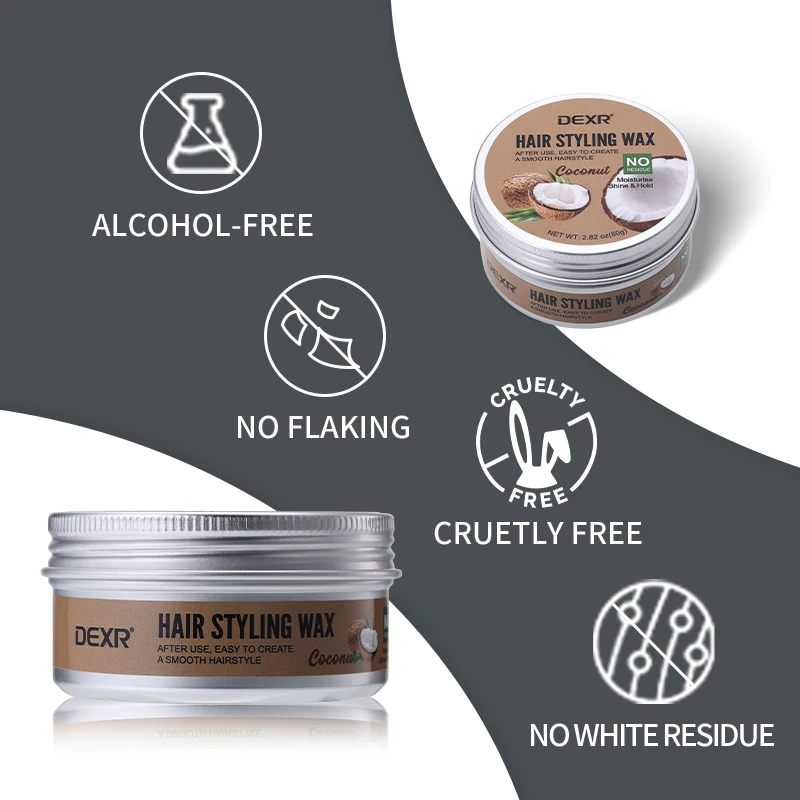 Private Logo Men Organic Coconut Oil Fruit Hair Wax Gel Edge Control Natural Light Hold Styling Hair Wax