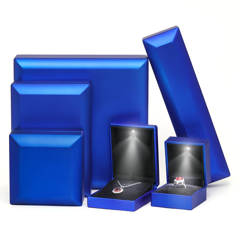Zebo Custom wholesale 5 colors pendant jewellery ring boxes set led light jewelry box set
