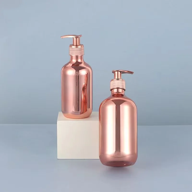 PET electroplating process gold rose gold silver shampoo shower gel bottles