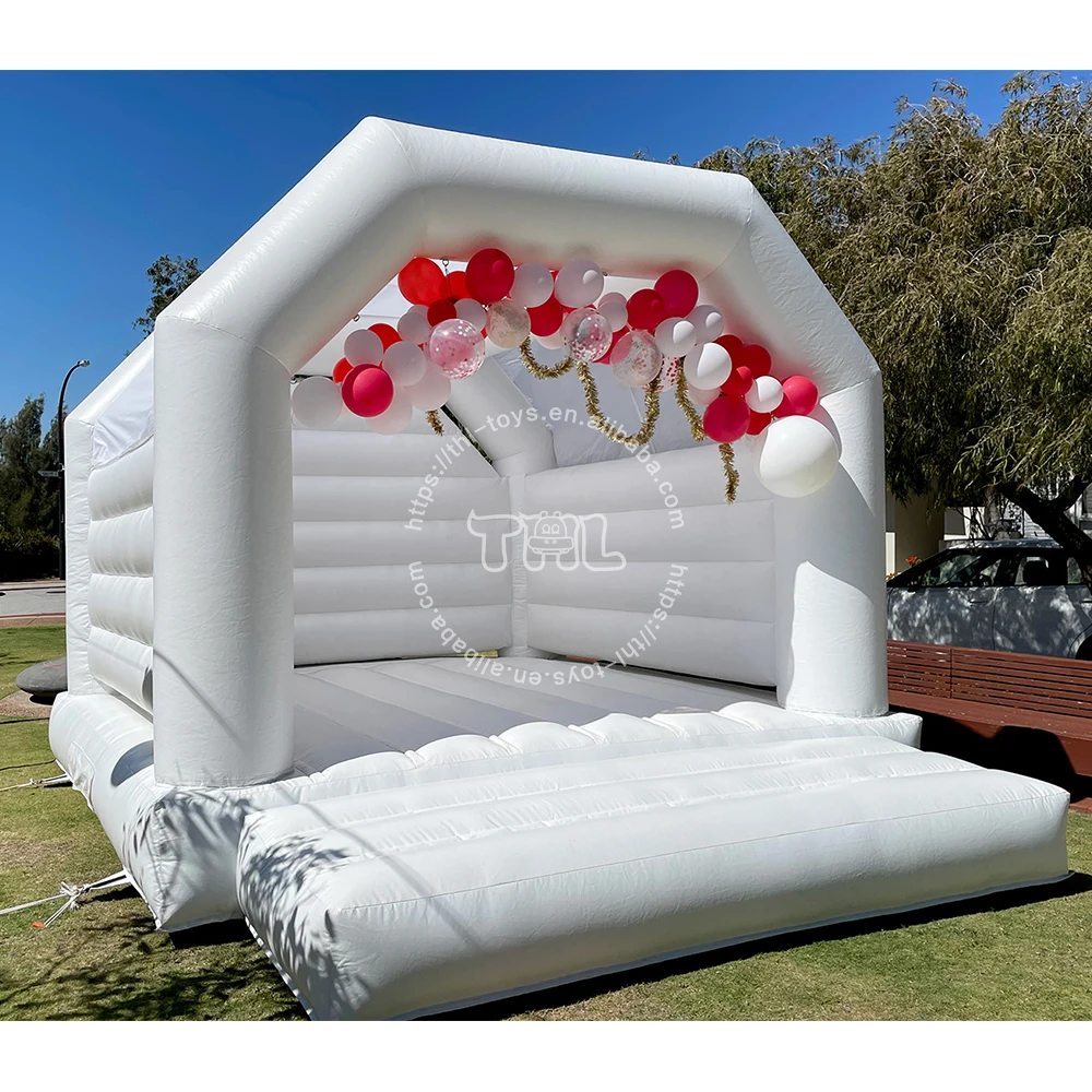 Factory price wedding inflatable white bouncy castle outdoor pvc bouncing castle