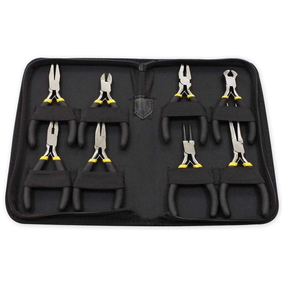 Jewelry Making Tools Kit with Zipper Case Mini Precision Pliers Tools Set for Jewelry Beading Wire Cutting Craft (8 Pcs Set)