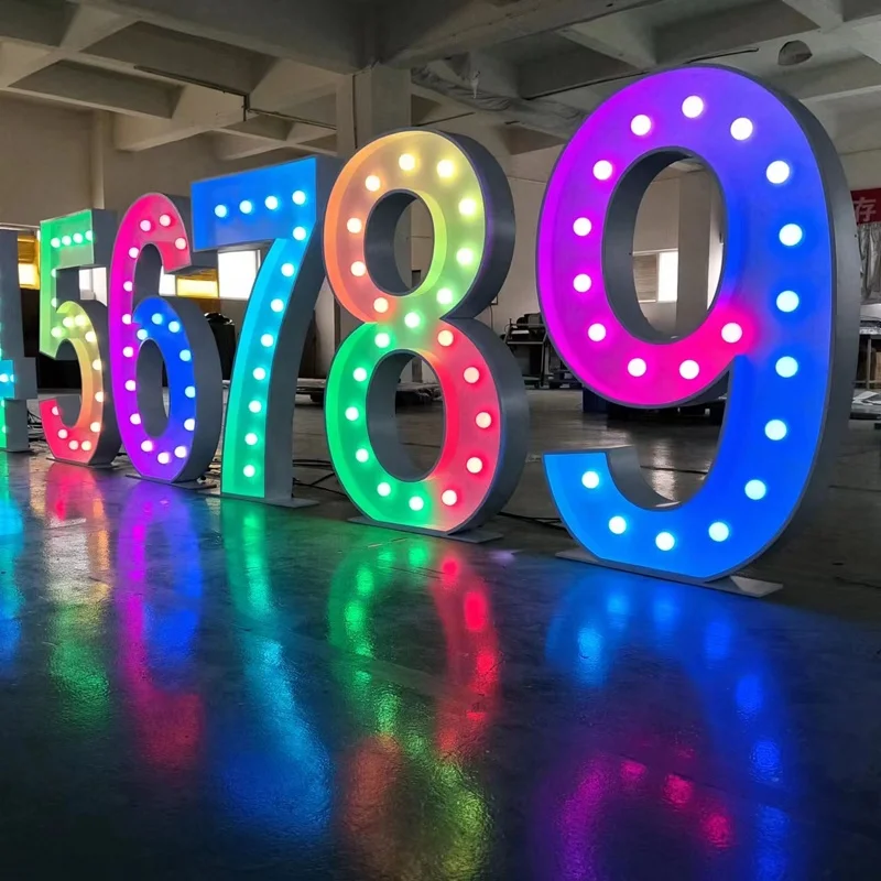 Kexian Customized 0-9 Light Up Numbers Large Alphabet Letters Giant 0-9 Marquee Number 3ft 4ft 5ft Marquee Letters