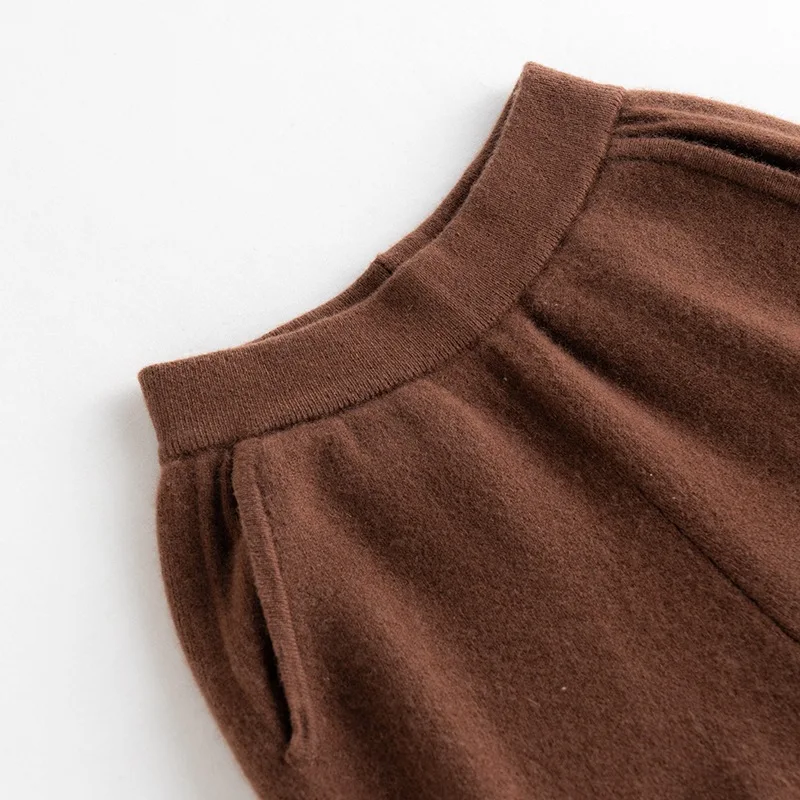 Made In Inner Mongolia Customization Logo Cashmere Carrot Harem Pants Women Loose Thick Knit Cashmere Pants For Women