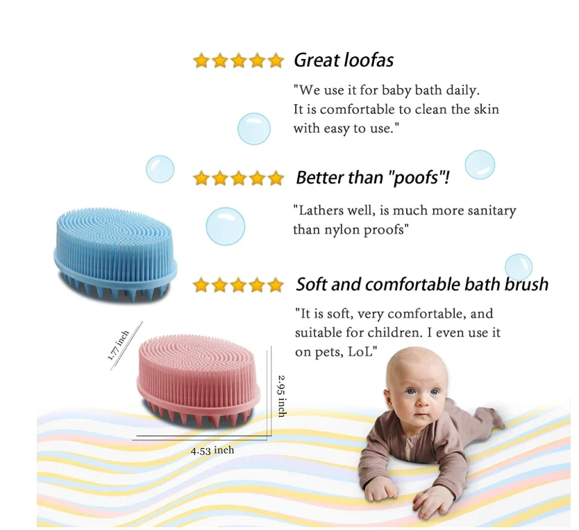 
To lose weight 2pcs Silicone body scrubber Silicone loofah Bath sponges for bathing Easy to Clean Lathers Well brush 