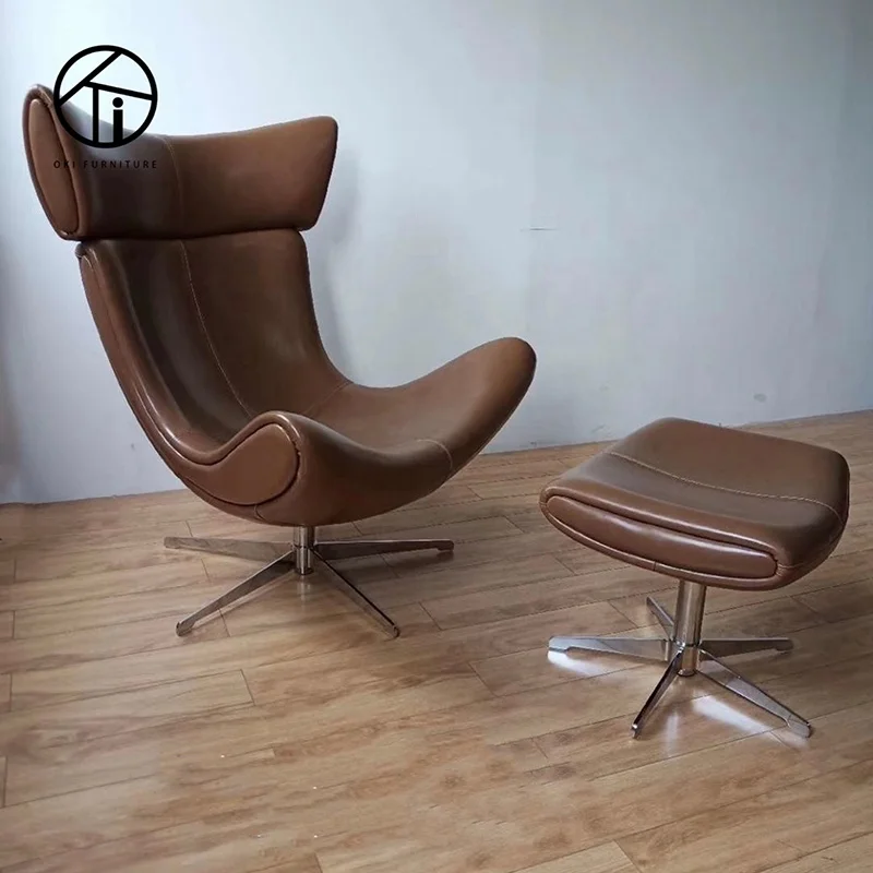 Modern High Wingback Upholstery Fabric leather Wingback swivel Chair For Living Room egg chair sofa with footrest ottoman