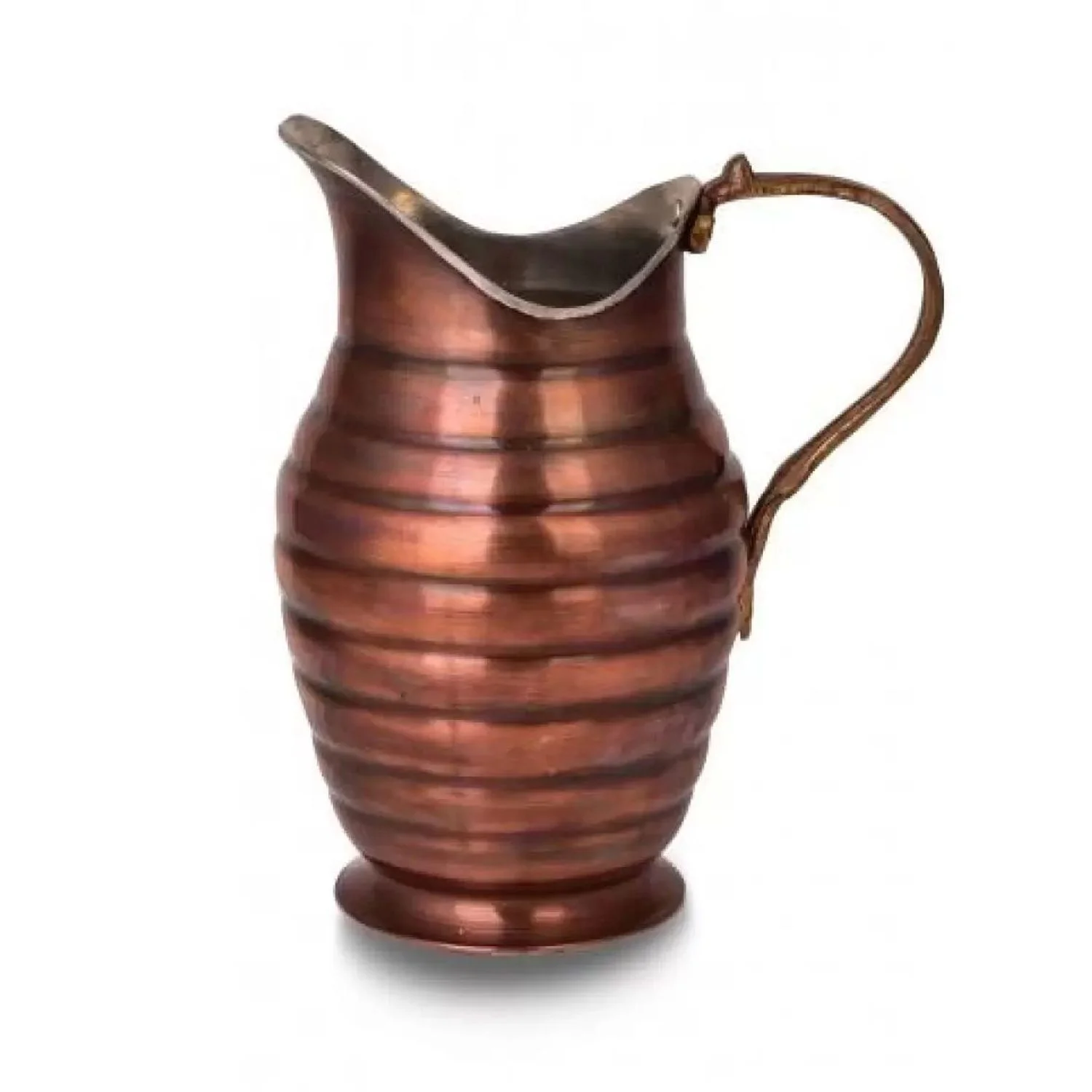 Ottoman Style Handmade Copper Sliced Carafe  For Beverage Service, Surahi OXIDE Color Antalya Traditional Style Antique Look