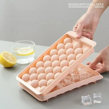 SYW111 OEM Round Ball Ice Tray Plastic Ice Cube Mold Refrigerator Circle Ice Ball Mold With Lid And Bin