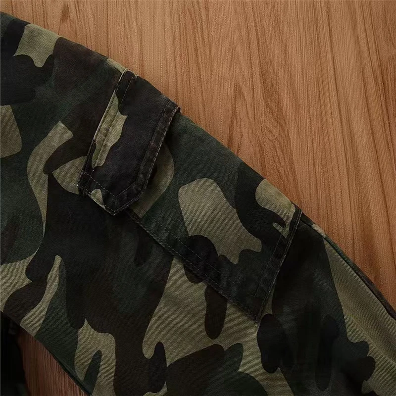 2024 Summer Girls Camouflage Tracksuit Piece Set Girls Suspenders + Mesh + Camouflage Pants 3 Piece Set Girls Outing Clothes