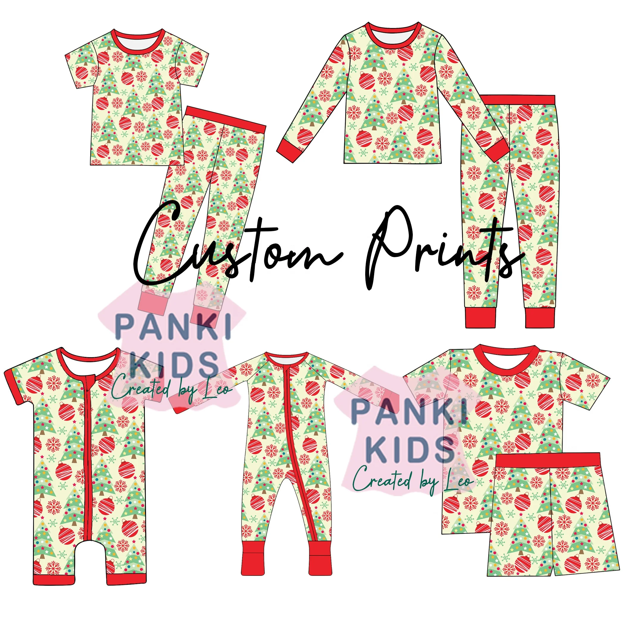 Factory High Quality Custom Milk Silk Bamboo Christmas Family Pajamas Family Matching Pajama Sets