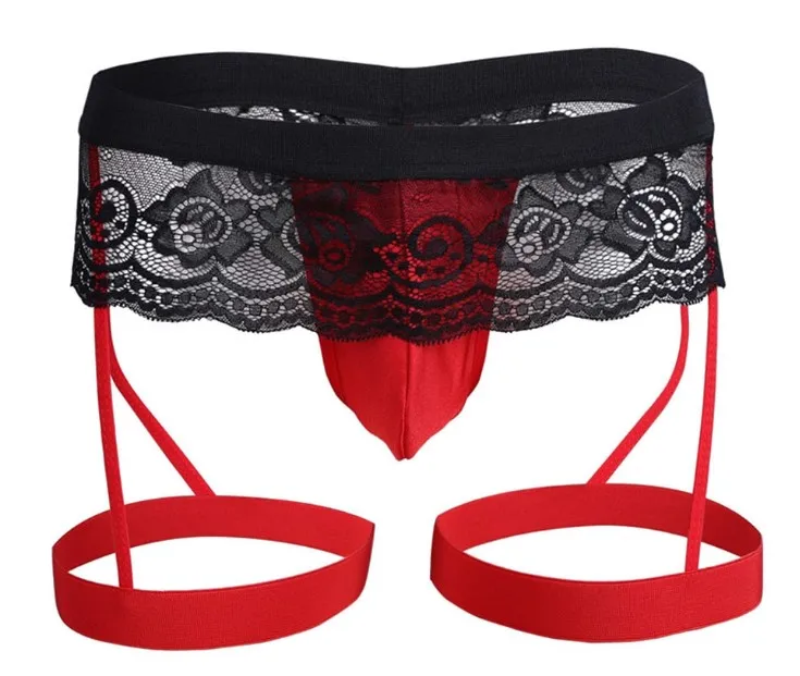 
Red Lace Transparent Gay Lingerie Sexy Men Thong Underwear 