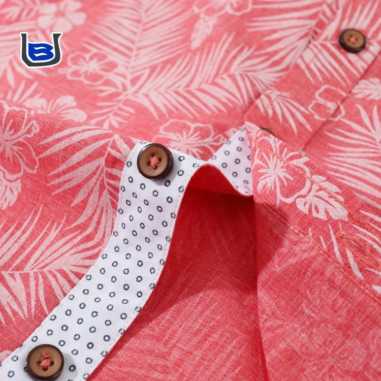 
Beautiful cotton casual pattern screen boy hawaiian floral custom print shirts for holiday 
